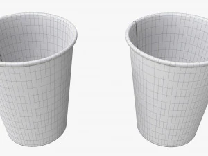 medium recycled paper coffee cup plastic lid and holder 3D Model