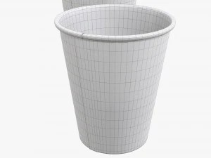medium recycled paper coffee cup plastic lid and holder 3D Model