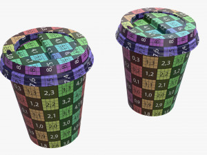 medium recycled paper coffee cup plastic lid and holder 3D Model