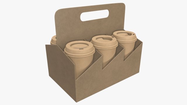 biodegradable large paper coffee cup with lid in holder 3D Model .c4d .max .obj .3ds .fbx .stl .blend 