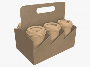 biodegradable large paper coffee cup with lid in holder Modelo 3D