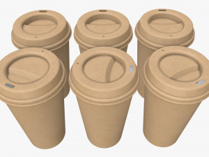 biodegradable large paper coffee cup with lid in holder 3D Model