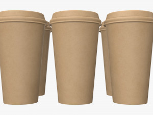 biodegradable large paper coffee cup with lid in holder 3D Model