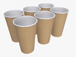 biodegradable large paper coffee cup with lid in holder 3D Model