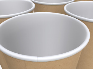 biodegradable large paper coffee cup with lid in holder 3D Model