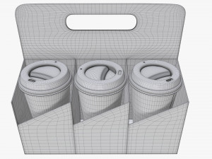 biodegradable large paper coffee cup with lid in holder 3D Model