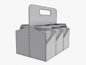 biodegradable large paper coffee cup with lid in holder 3D Model