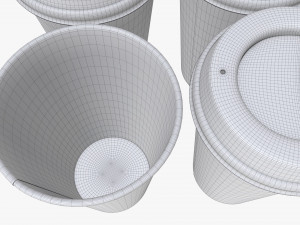 biodegradable large paper coffee cup with lid in holder 3D Model