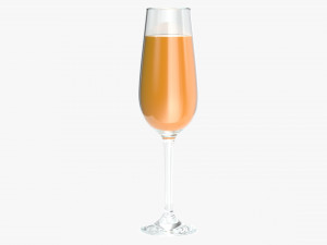 flute champagne glass with orange juice 3D Model