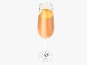 flute champagne glass with orange juice 3D Model