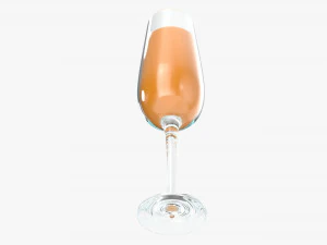 flute champagne glass with orange juice 3D Model
