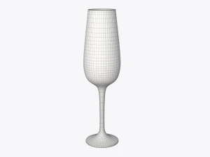 flute champagne glass with orange juice 3D Model