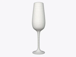 flute champagne glass with orange juice 3D Model