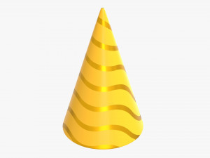 party hat yellow with golden stripes 01 3D Model
