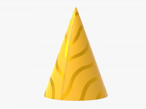 party hat yellow with golden stripes 01 3D Model