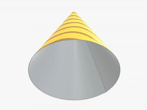party hat yellow with golden stripes 01 3D Model