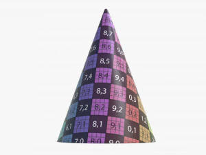 party hat yellow with golden stripes 01 3D Model