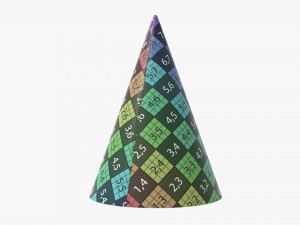 party hat yellow with golden stripes 01 Modelo 3D