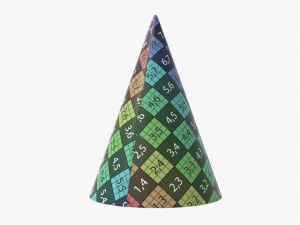 party hat yellow with golden stripes 01 3D Model