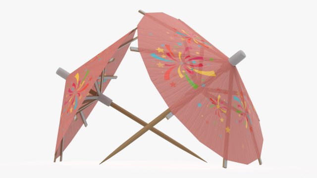cocktail decoration umbrella 3D Model .c4d .max .obj .3ds .fbx .stl .blend 