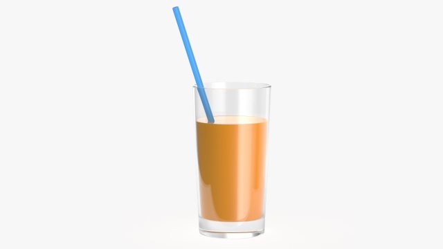 orange juice glass with straw 01 3Dモデル .c4d .max .obj .3ds .fbx .stl .blend 