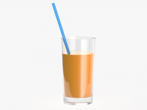 orange juice glass with straw 01 3D Model
