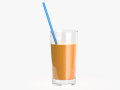 orange juice glass with straw 01 3D Model