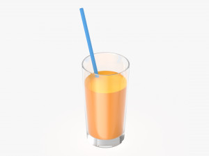 orange juice glass with straw 01 3Dモデル