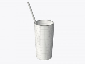 orange juice glass with straw 01 3Dモデル