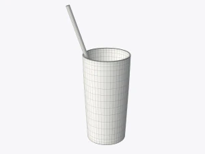 orange juice glass with straw 01 3D Model