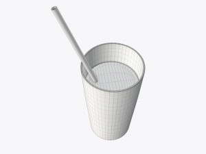 orange juice glass with straw 01 3Dモデル