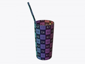orange juice glass with straw 01 3Dモデル