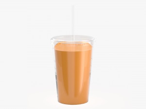 coffee cup milkshake plastic with juice and straw 3D Model