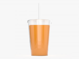 coffee cup milkshake plastic with juice and straw 3Dモデル