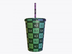 coffee cup milkshake plastic with juice and straw 3Dモデル