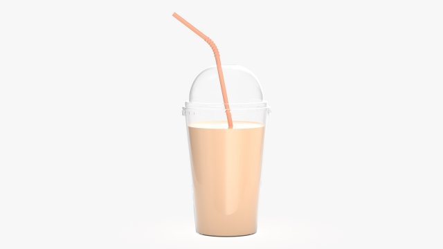 cold coffee cup milkshake plastic with straw Model 3D .c4d .max .obj .3ds .fbx .stl .blend 