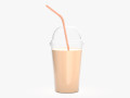 Cold coffee cup milkshake plastic with straw 3D-Modell