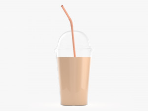 cold coffee cup milkshake plastic with straw Model 3D