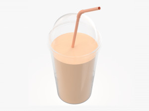cold coffee cup milkshake plastic with straw Model 3D