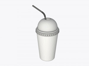 cold coffee cup milkshake plastic with straw Model 3D