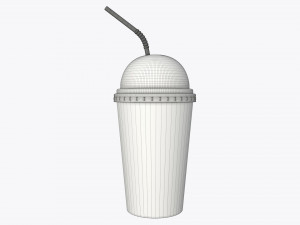 cold coffee cup milkshake plastic with straw Model 3D