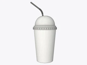 cold coffee cup milkshake plastic with straw 3D Model