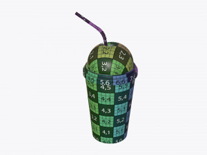 cold coffee cup milkshake plastic with straw Model 3D