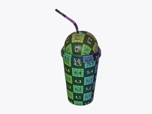 cold coffee cup milkshake plastic with straw 3D Model