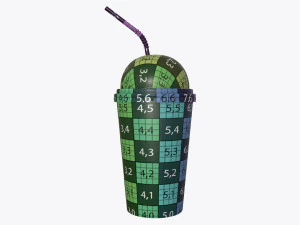 cold coffee cup milkshake plastic with straw 3D Model