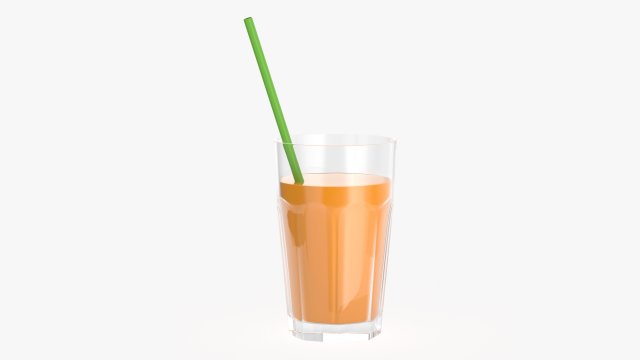 glass tall rocks with orange juice and straw Modèle 3D .c4d .max .obj .3ds .fbx .stl .blend 