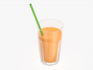 glass tall rocks with orange juice and straw Modèle 3D