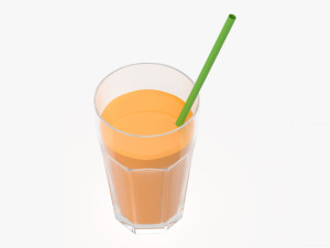 glass tall rocks with orange juice and straw Modèle 3D