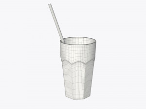 glass tall rocks with orange juice and straw Modèle 3D