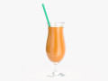 tulip cocktail glass with orange juice and straw 3D Model